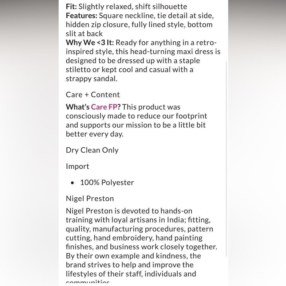 Free People BRENDA KNIGHT Nigel Preston Sue Ellen Gown/ size M - Picture 9 of 13